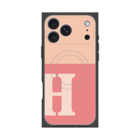 プレミアムスクエアケース with MagSafe［ オリジナル - initial two tone - H pink ］