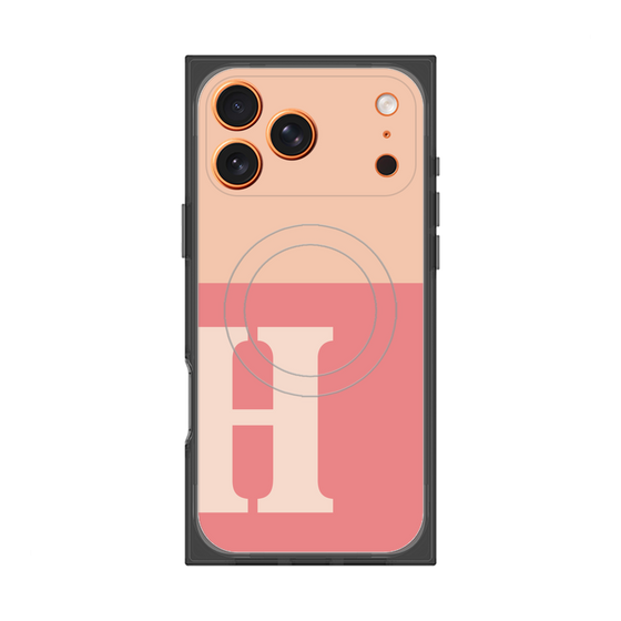 プレミアムスクエアケース with MagSafe［ オリジナル - initial two tone - H pink ］