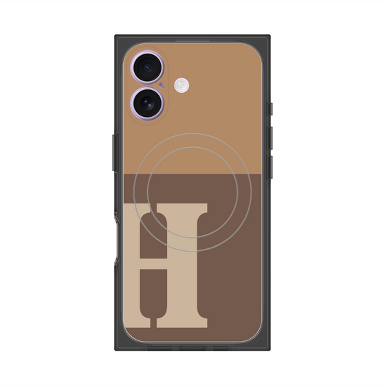 プレミアムスクエアケース with MagSafe［ オリジナル - initial two tone - H brown ］