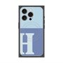 プレミアムスクエアケース with MagSafe［ オリジナル - initial two tone - H blue ］