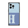 プレミアムスクエアケース with MagSafe［ オリジナル - initial two tone - H blue ］