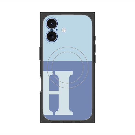 プレミアムスクエアケース with MagSafe［ オリジナル - initial two tone - H blue ］