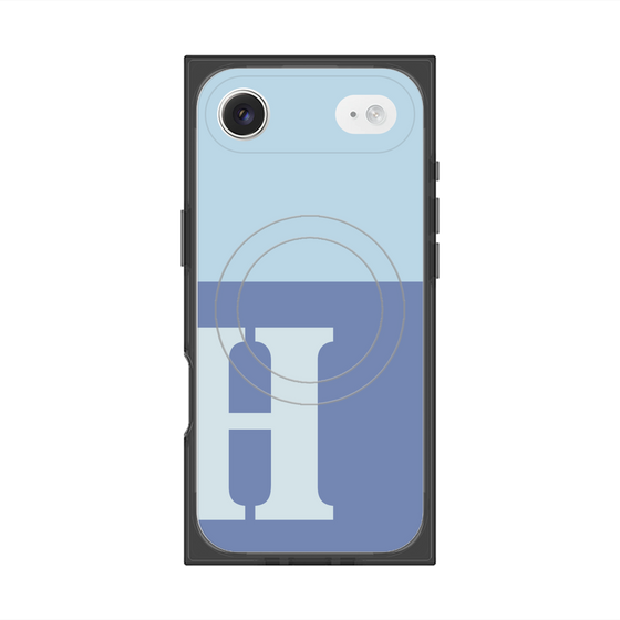 プレミアムスクエアケース with MagSafe［ オリジナル - initial two tone - H blue ］