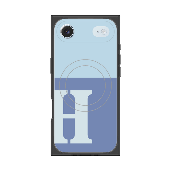 プレミアムスクエアケース with MagSafe［ オリジナル - initial two tone - H blue ］