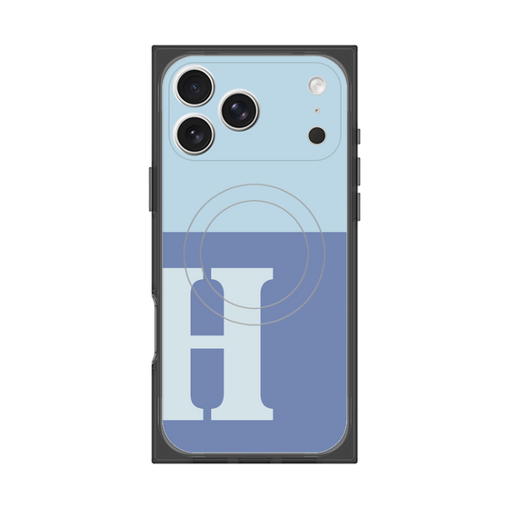プレミアムスクエアケース with MagSafe［ オリジナル - initial two tone - H blue ］