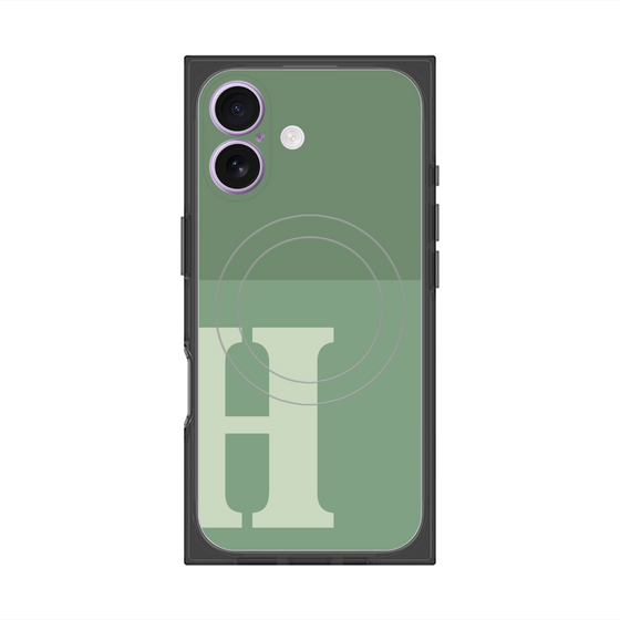 プレミアムスクエアケース with MagSafe［ オリジナル - initial two tone - H green ］