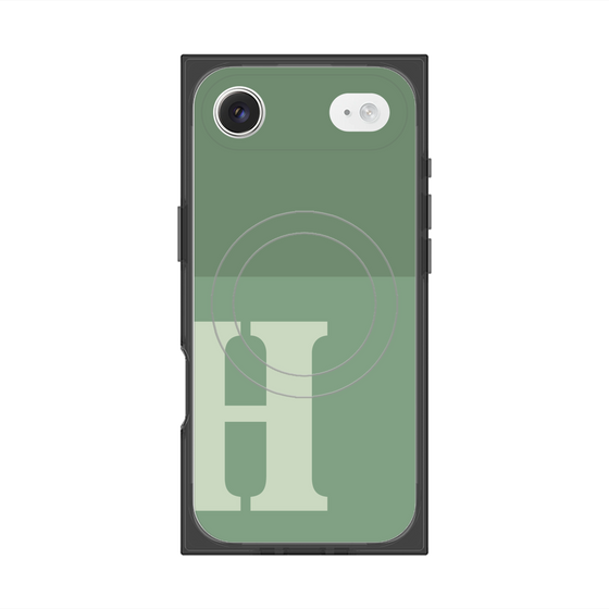 プレミアムスクエアケース with MagSafe［ オリジナル - initial two tone - H green ］