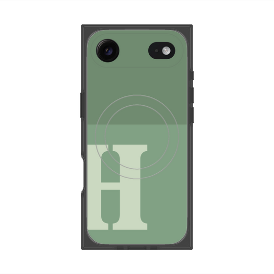 プレミアムスクエアケース with MagSafe［ オリジナル - initial two tone - H green ］