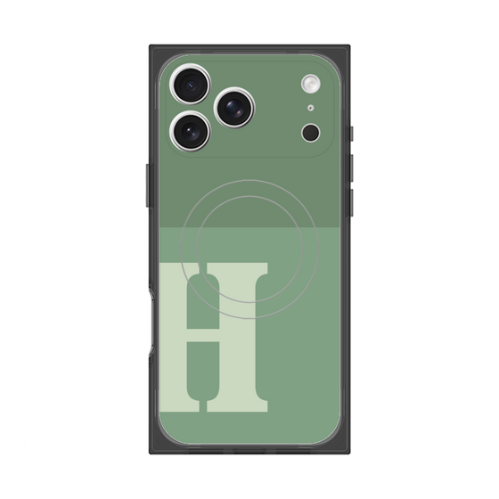 プレミアムスクエアケース with MagSafe［ オリジナル - initial two tone - H green ］