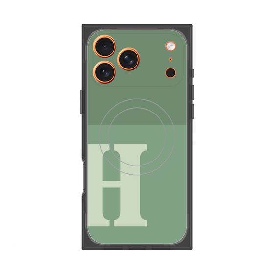 プレミアムスクエアケース with MagSafe［ オリジナル - initial two tone - H green ］
