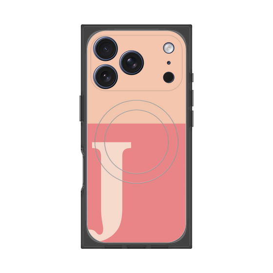 プレミアムスクエアケース with MagSafe［ オリジナル - initial two tone - J pink ］