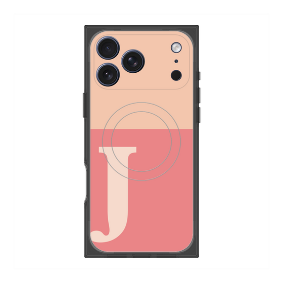 プレミアムスクエアケース with MagSafe［ オリジナル - initial two tone - J pink ］