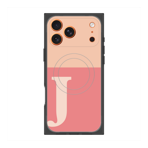 プレミアムスクエアケース with MagSafe［ オリジナル - initial two tone - J pink ］
