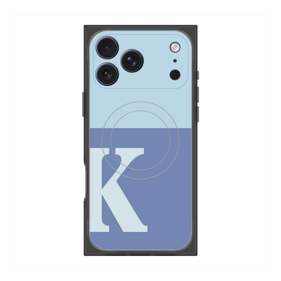 プレミアムスクエアケース with MagSafe［ オリジナル - initial two tone - K blue ］