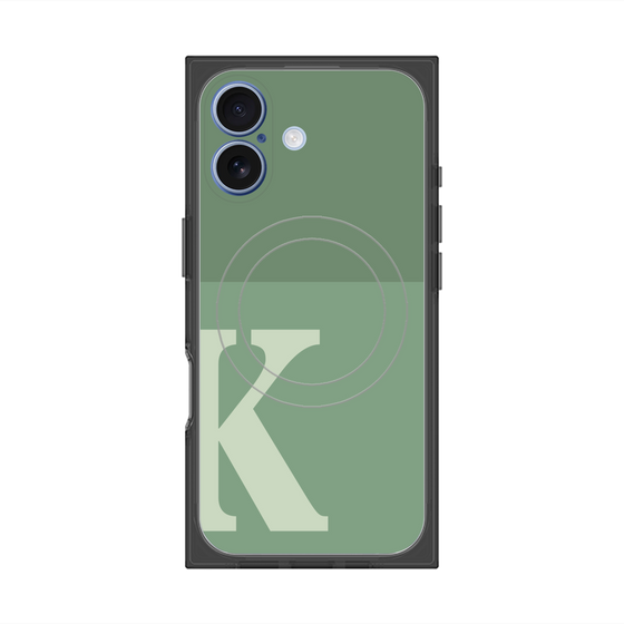プレミアムスクエアケース with MagSafe［ オリジナル - initial two tone - K green ］