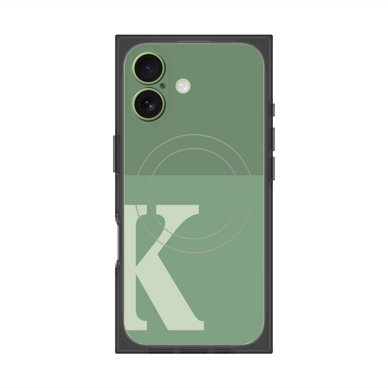 プレミアムスクエアケース with MagSafe［ オリジナル - initial two tone - K green ］
