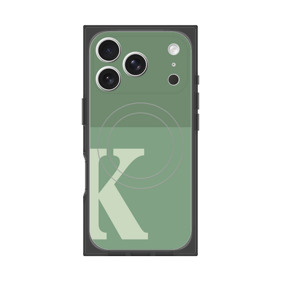 プレミアムスクエアケース with MagSafe［ オリジナル - initial two tone - K green ］