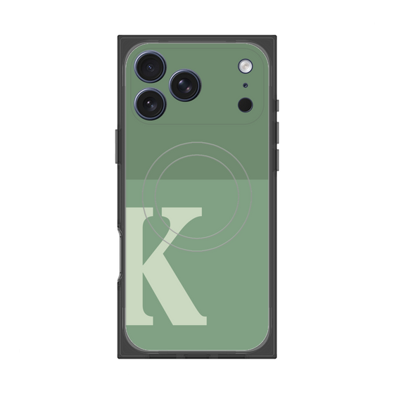 プレミアムスクエアケース with MagSafe［ オリジナル - initial two tone - K green ］
