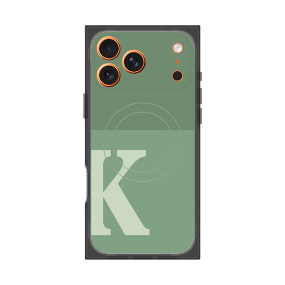 プレミアムスクエアケース with MagSafe［ オリジナル - initial two tone - K green ］