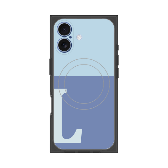 プレミアムスクエアケース with MagSafe［ オリジナル - initial two tone - L blue ］