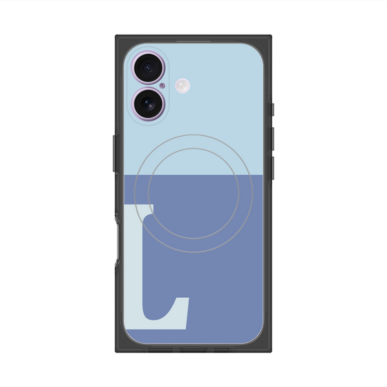 プレミアムスクエアケース with MagSafe［ オリジナル - initial two tone - L blue ］