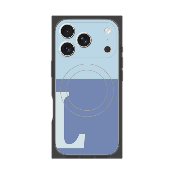 プレミアムスクエアケース with MagSafe［ オリジナル - initial two tone - L blue ］