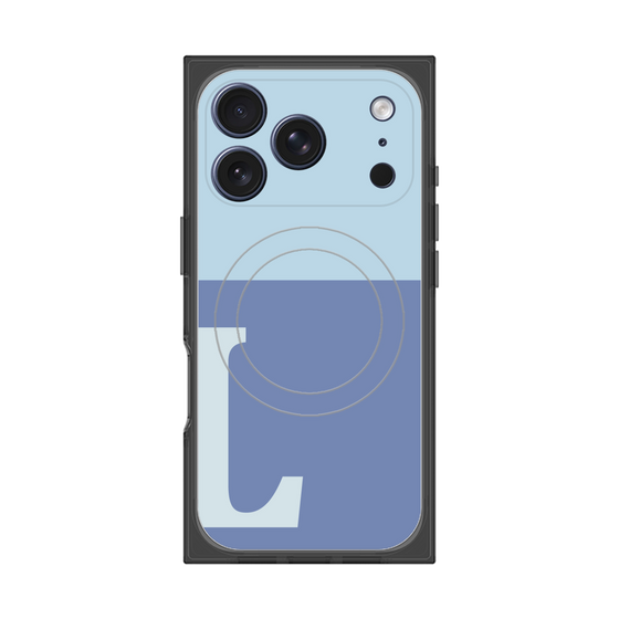 プレミアムスクエアケース with MagSafe［ オリジナル - initial two tone - L blue ］