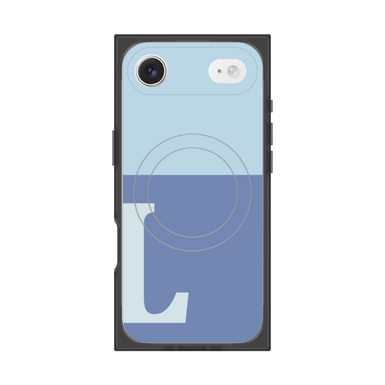 プレミアムスクエアケース with MagSafe［ オリジナル - initial two tone - L blue ］