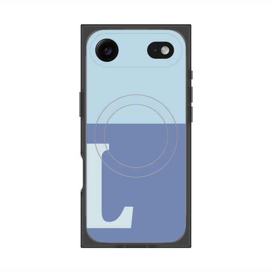 プレミアムスクエアケース with MagSafe［ オリジナル - initial two tone - L blue ］