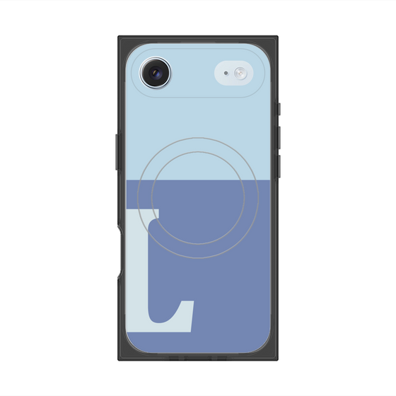 プレミアムスクエアケース with MagSafe［ オリジナル - initial two tone - L blue ］