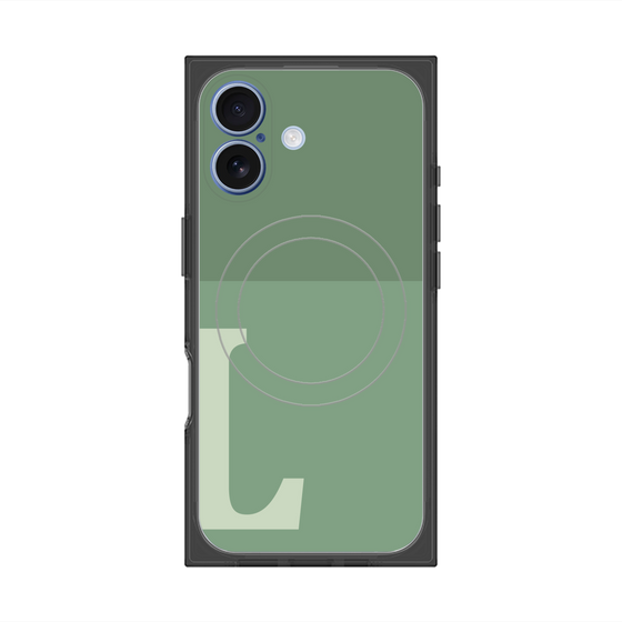 プレミアムスクエアケース with MagSafe［ オリジナル - initial two tone - L green ］