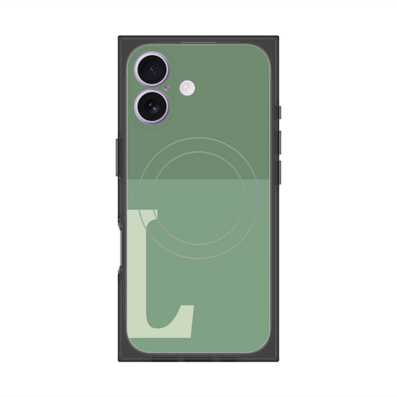 プレミアムスクエアケース with MagSafe［ オリジナル - initial two tone - L green ］