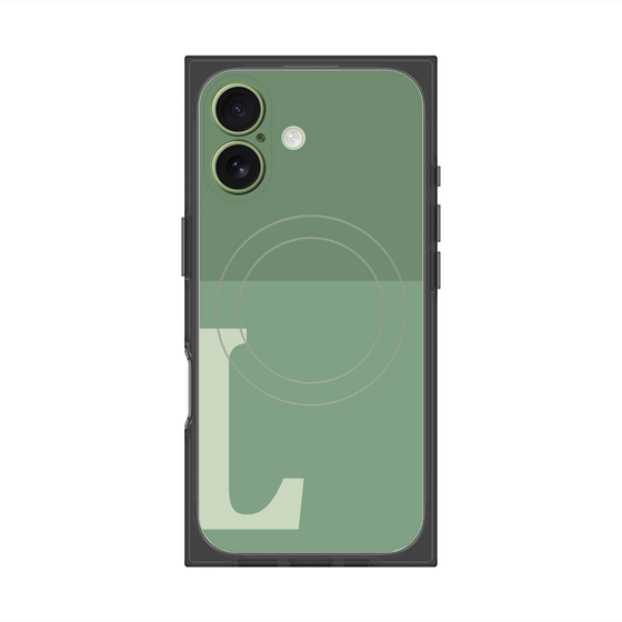 プレミアムスクエアケース with MagSafe［ オリジナル - initial two tone - L green ］