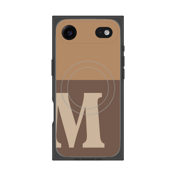 プレミアムスクエアケース with MagSafe［ オリジナル - initial two tone - M brown ］