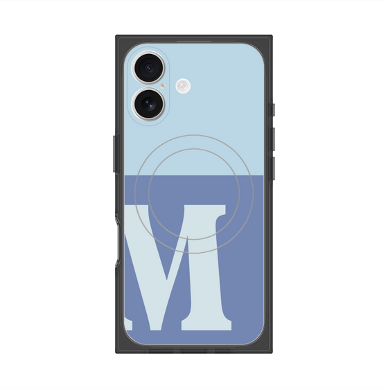 プレミアムスクエアケース with MagSafe［ オリジナル - initial two tone - M blue ］