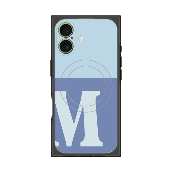 プレミアムスクエアケース with MagSafe［ オリジナル - initial two tone - M blue ］