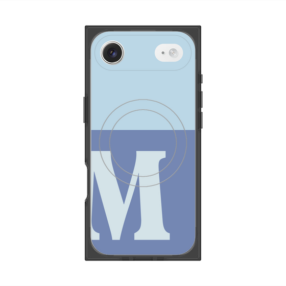 プレミアムスクエアケース with MagSafe［ オリジナル - initial two tone - M blue ］