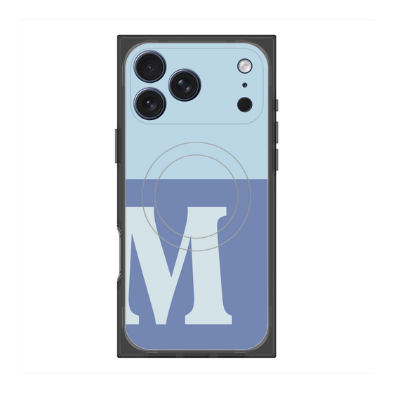 プレミアムスクエアケース with MagSafe［ オリジナル - initial two tone - M blue ］