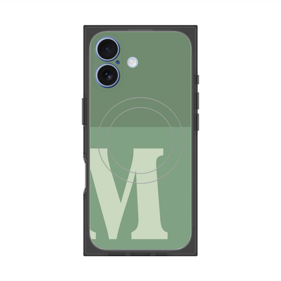 プレミアムスクエアケース with MagSafe［ オリジナル - initial two tone - M green ］