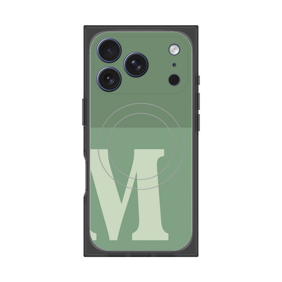 プレミアムスクエアケース with MagSafe［ オリジナル - initial two tone - M green ］