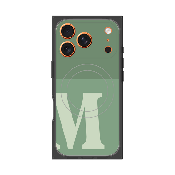 プレミアムスクエアケース with MagSafe［ オリジナル - initial two tone - M green ］