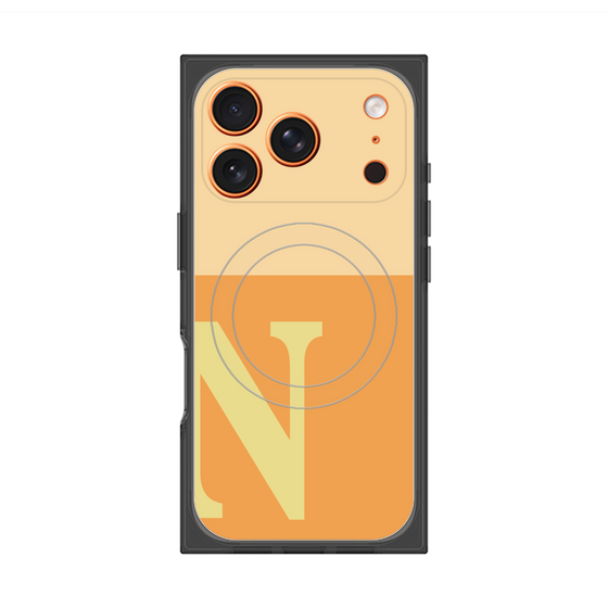 プレミアムスクエアケース with MagSafe［ オリジナル - initial two tone - N orange ］