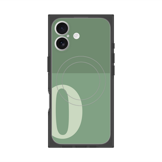 プレミアムスクエアケース with MagSafe［ オリジナル - initial two tone - O green ］