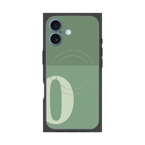 プレミアムスクエアケース with MagSafe［ オリジナル - initial two tone - O green ］