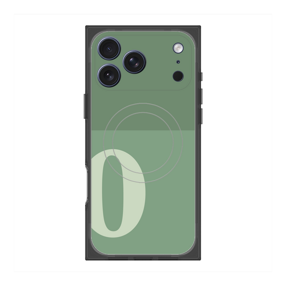 プレミアムスクエアケース with MagSafe［ オリジナル - initial two tone - O green ］