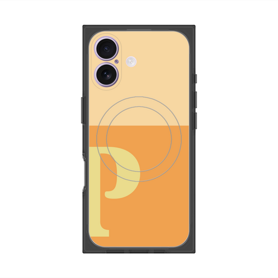 プレミアムスクエアケース with MagSafe［ オリジナル - initial two tone - P orange ］