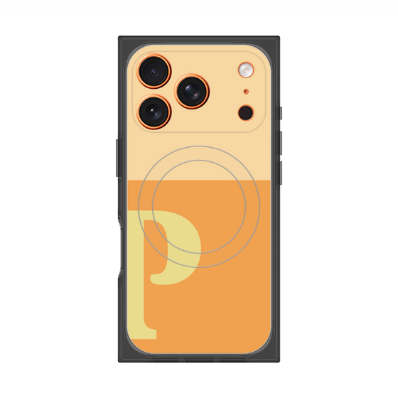 プレミアムスクエアケース with MagSafe［ オリジナル - initial two tone - P orange ］