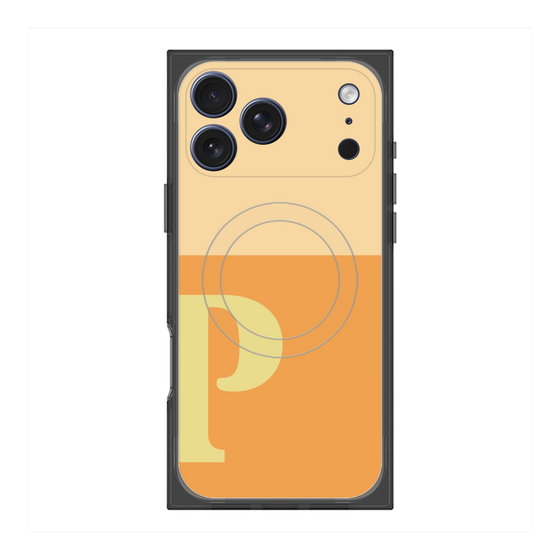 プレミアムスクエアケース with MagSafe［ オリジナル - initial two tone - P orange ］