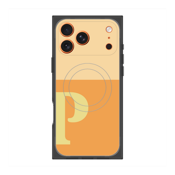 プレミアムスクエアケース with MagSafe［ オリジナル - initial two tone - P orange ］