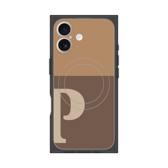 プレミアムスクエアケース with MagSafe［ オリジナル - initial two tone - P brown ］